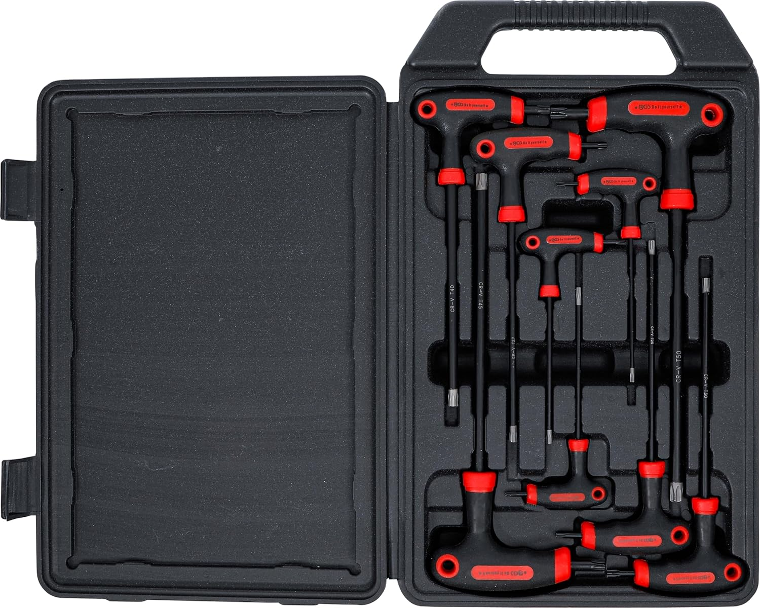 BGS DIY 7880 Screwdriver Set with T-Handle and Side Blade T-Profile (For Torx) with Bore T10 - T50 9-Piece image number 2