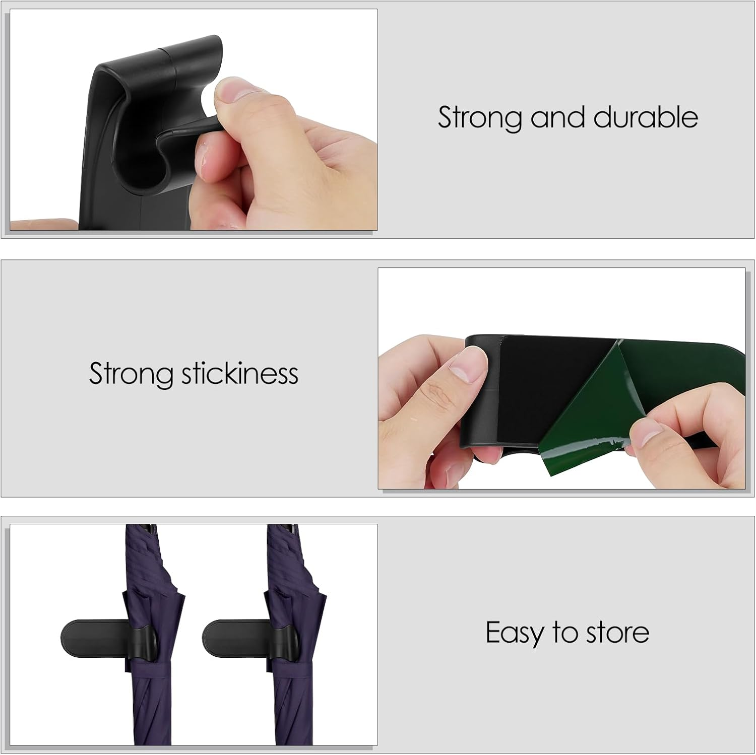 DODAMOUR 6 Pack Car Umbrella Holder, Universal Trunk Hook Fastener Clip for Auto Vehicle, Adhesive Car Back Seat Umbrella Storage Accessories (Black) image number 1