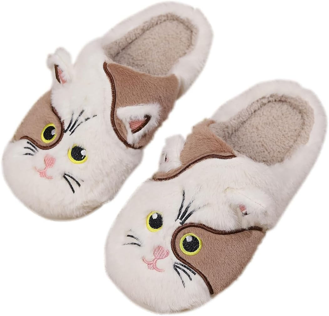 RAGEFIVE Cute Cow Slippers for Women Girls Fuzzy Plush Cotton Slippers Household Indoor Outdoor Slippers image number 6