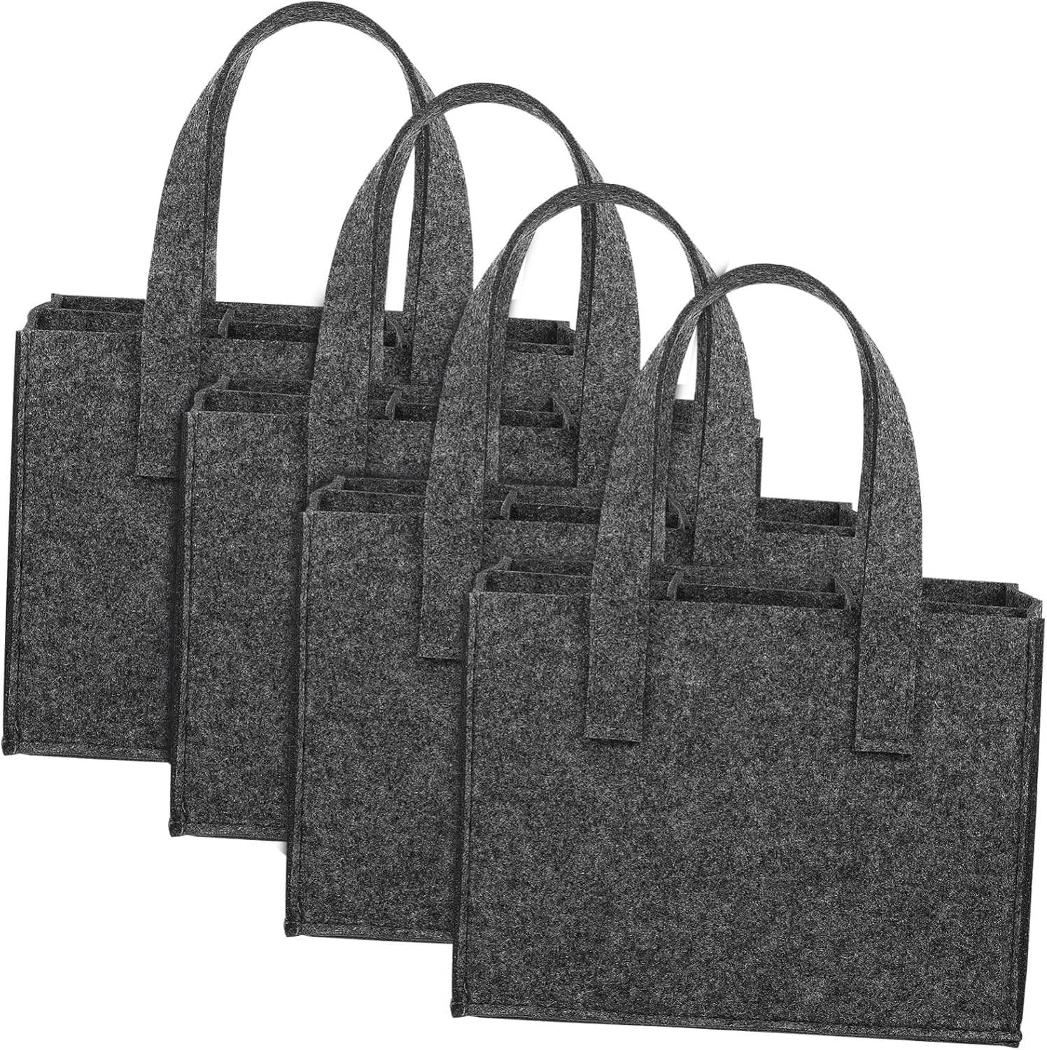 4Pcs Thick Felt Wine Bottle Tote Bag Carrier Handbag with Sturdy Handle for Travel Camping Picnic Reusable Wine Storage Bags image number 3