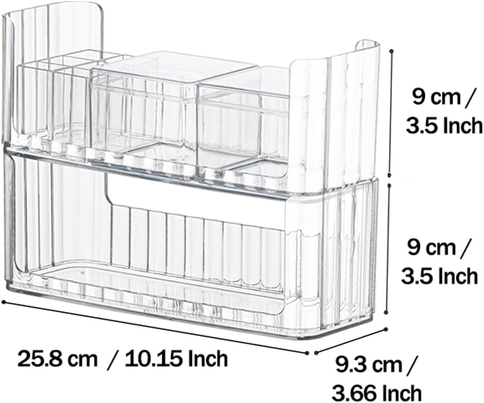 MORNITE 2-Tier Medicine Cabinet Shelves Organizer, Makeup Storage Holder Compartments, Shelf Trays for Bathroom Cabinet Wall, Counter, Vanity, Kitchen - Clear - Clear-C image number 7
