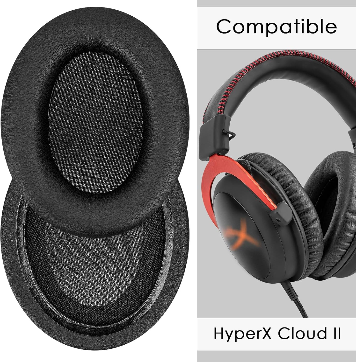 Replacement Ear Pads for Hyperx Cloud Ii/Cloud Iii/Mix/Alpha/Cloud Flight/Stinger 2 Headphones, Headset Earpads (Protein Leather/Black) image number 3