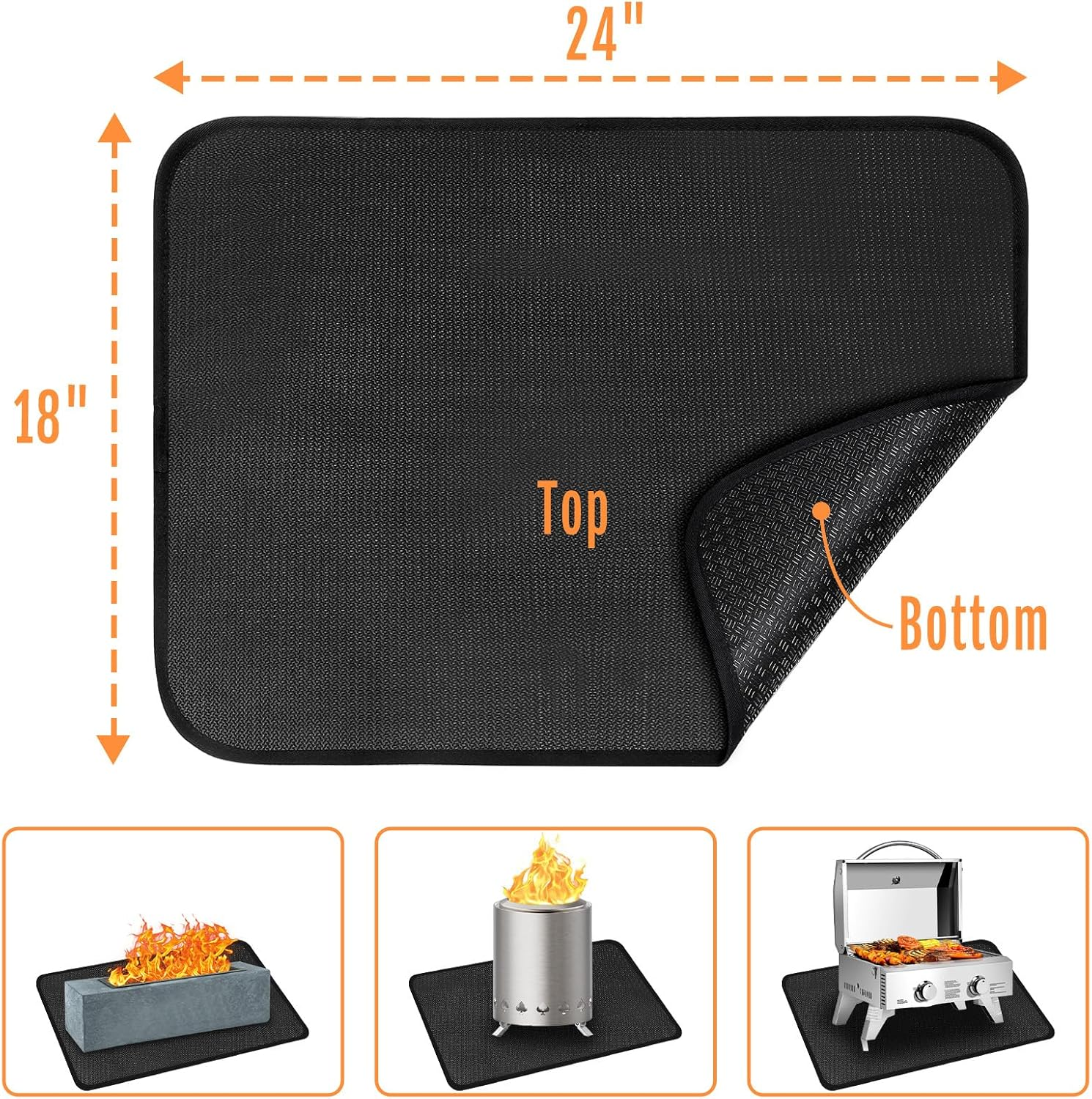 24X18 Inches under Grill Mat for Outdoor Tabletop Grill Deck Protector,4-Layer Tabletop Fire Pit Mat for Solo Stove,Fireproof Heat Resistant Mat for Countertop/Patio Protection,Waterproof/Oil-Proof image number 5