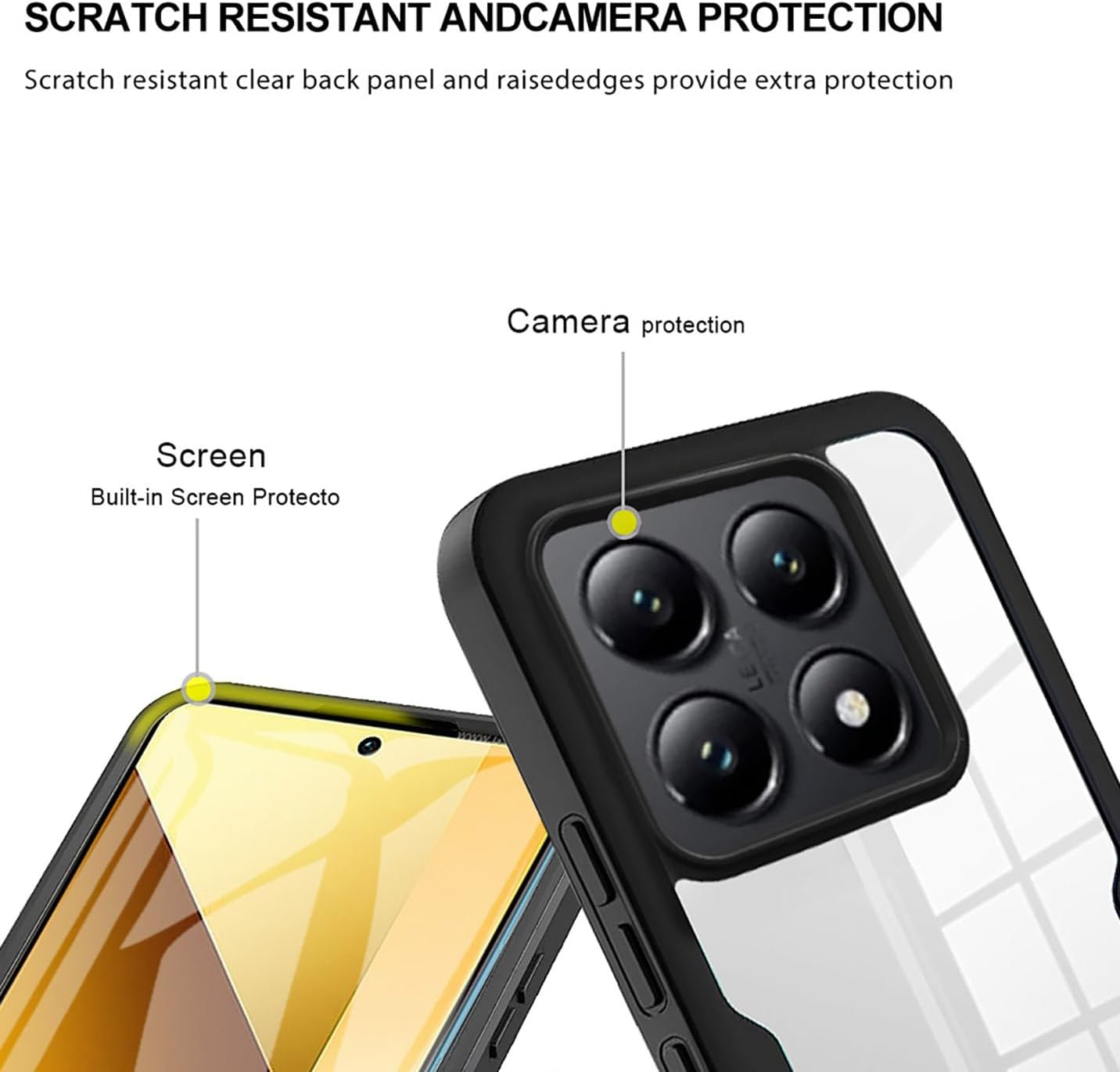 BORYA Silicone Case for Xiaomi 14T Pro 5G, Premium PC + TPU Mobile Phone Case, Soft Ultra Thin Shockproof Transparent Protective Case [Built-In Screen Protector], Blue