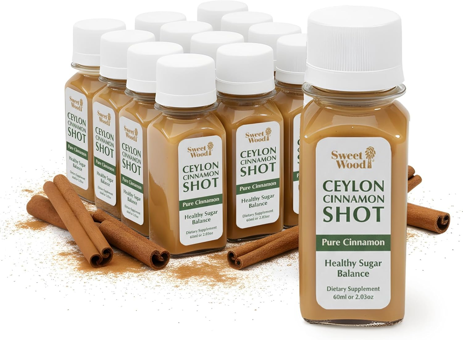 Sweetwood Ceylon Cinnamon Shot &ndash; Daily Focus & Energy Boost &ndash; 60Ml Liquid Shot &ndash; No Caffeine, No Preservatives