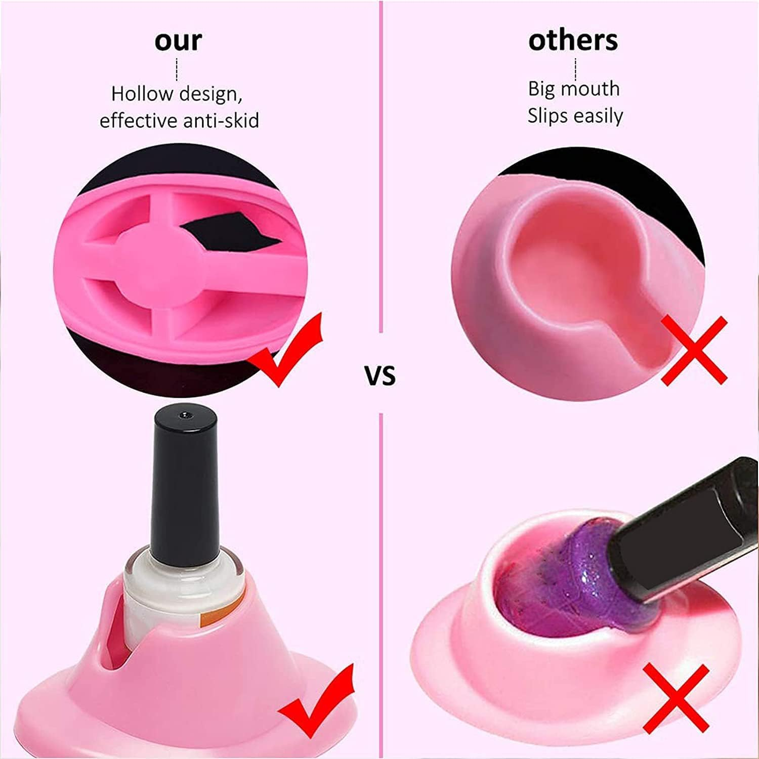 Jjlfresheners 2Pcs Soft Rubber Nail Polish Bottle Holder Nail Polish Stand Anti-Spill Nail Art Organizer Display Manicure Tools for Nail Art Salon Professional Design Nail Art and Polish image number 6