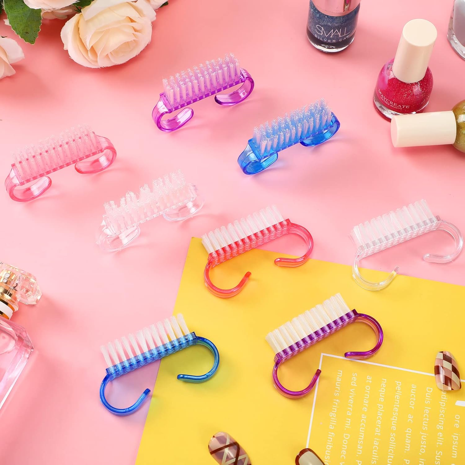 200 Pcs Handle Grip Nail Brush Fingernail Scrub Cleaning Cleaner Nail Brushes Scrubber Bulk for Men Women Hands Feet Toes and Nails Pedicure, 4 Colors image number 3