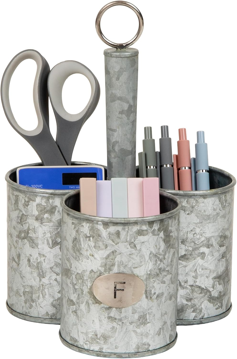 Mind Reader Utensil Holder, Silverware Organizer, Caddy, Cutlery Holder, Galvanized Metal, 7" L X 7" W X 10.25" H, Silver image number 2