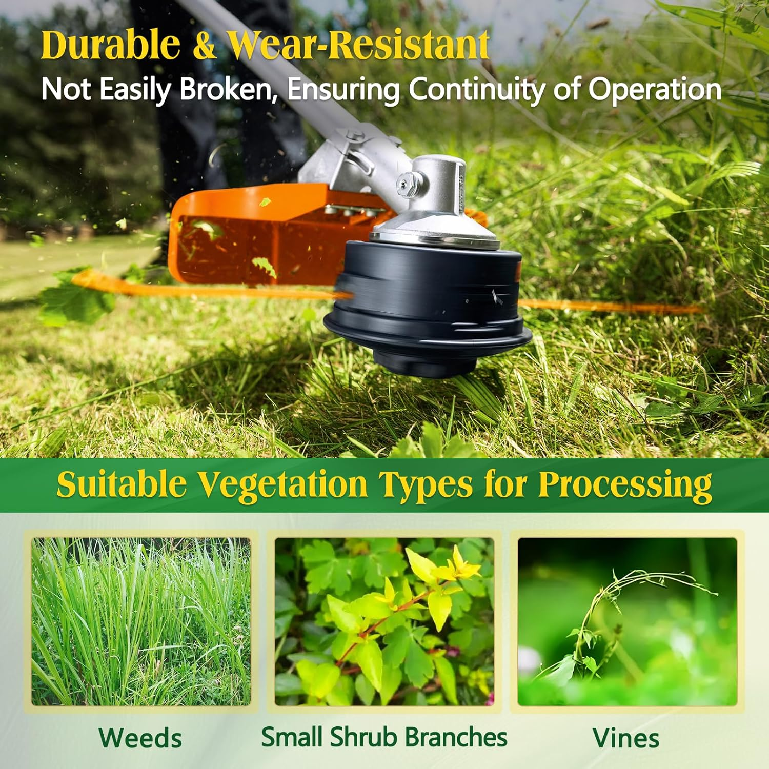 UCINNOVATE 0.105 Inch Square Weed Wacker String Heavy Duty, 1LB Flexible Nylon Trimmer Line 197Ft, Sharp Whipper Snipper Cord for Line Trimmers, Weed Wackers, Brush Cutter (2.7Mm&times;60M) image number 1