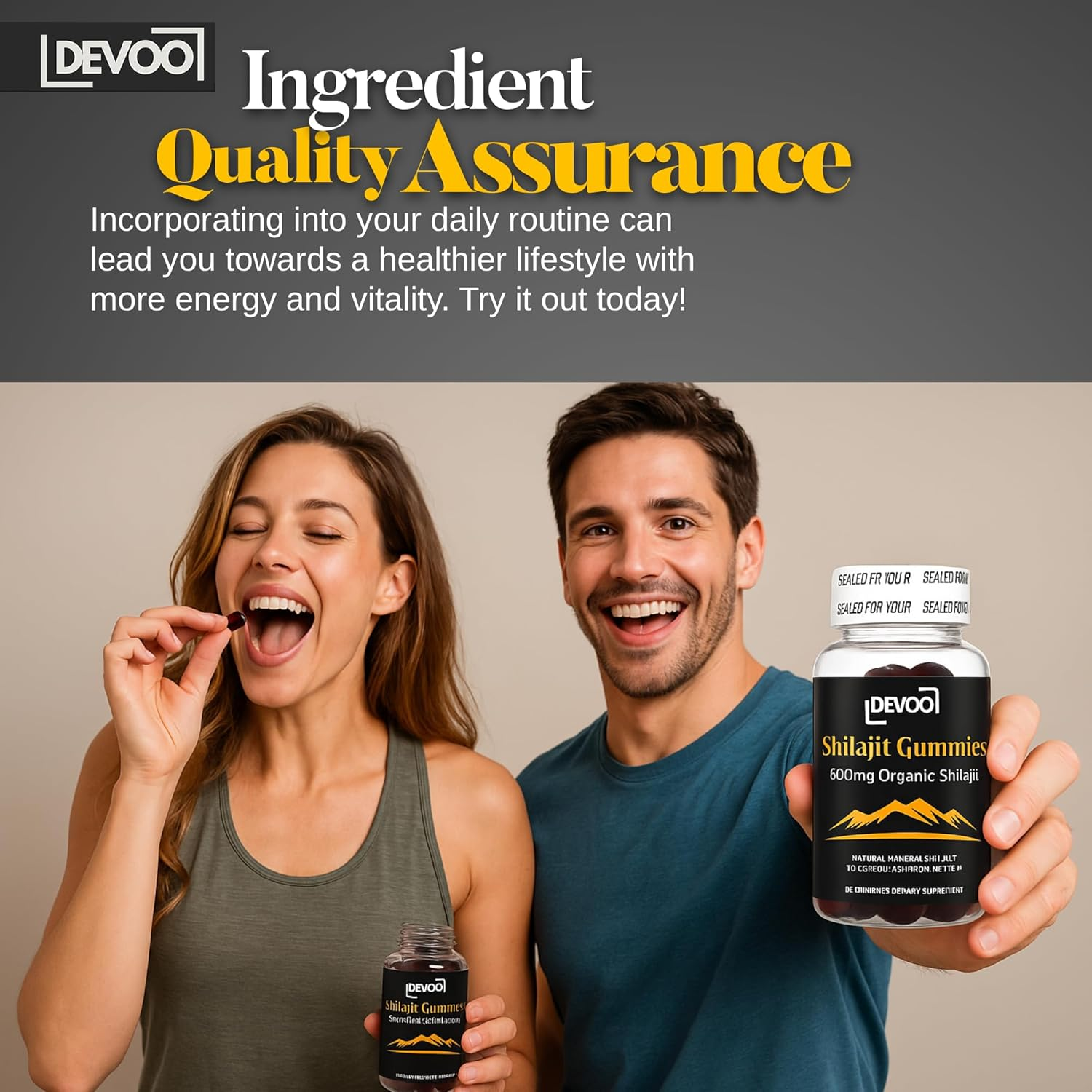 Devoo Shilajit Gummies 600Mg &ndash; Organic Himalayan Shilajit Supplement, Sugar-Free, Vegan Energy & Vitality Booster for Men & Women &ndash; 60 Count image number 4