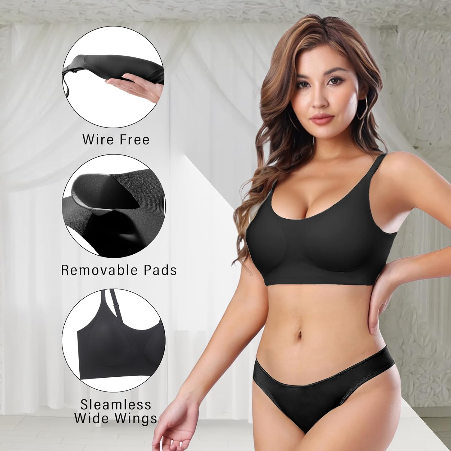 Women'S Low Back Bra, Backless Non-Wired Seamless Invisible Bra, Multiway Convertible Strap, Removeable Padding Bra with Adjustable Straps image number 6