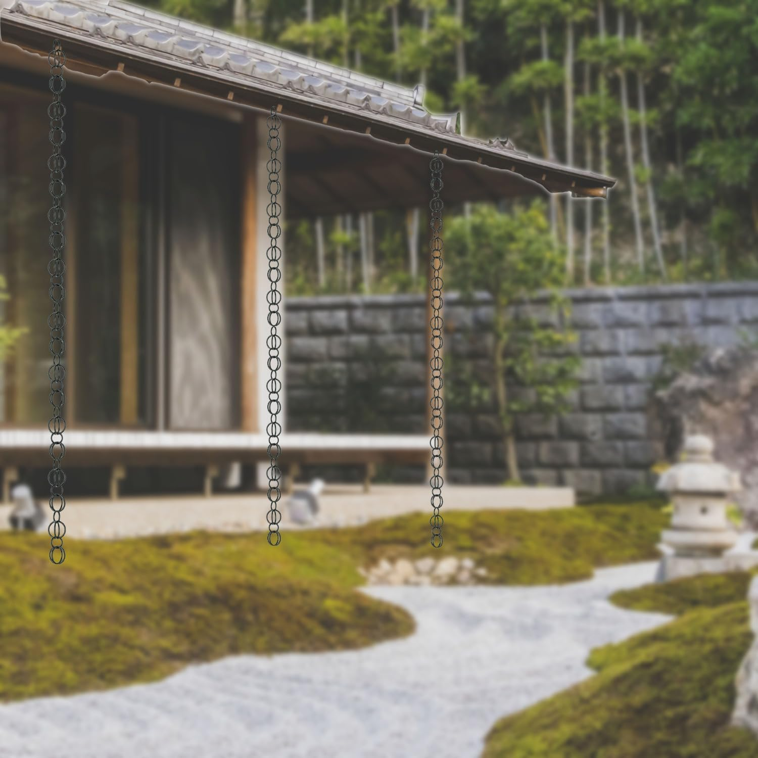 Dftdfyxyrain Chain Outdoor Rain Chains Aluminum Rain Chain Mill Finish Aluminum Gutter Adapter Downspout Catcher Water Feature or Downpipe for Eaves Drainage,Outdoor Decor,Black,2.6M(8.5Ft) image number 1