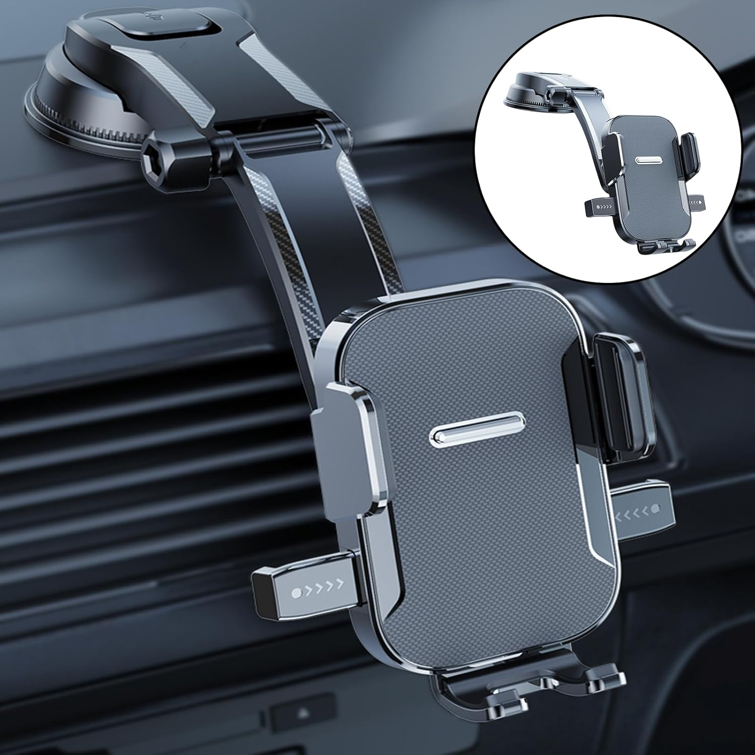 Jeyzuroa 3In1 Car Phone Mount Holder with Enhanced Suction Cup for Dashboard Windscreen & Desk - 360&deg; Adjustable Rotatable Stand for Iphone16 15 Pro plus Max 14 13 12 Samsung All Smartphones in 4.7-7"