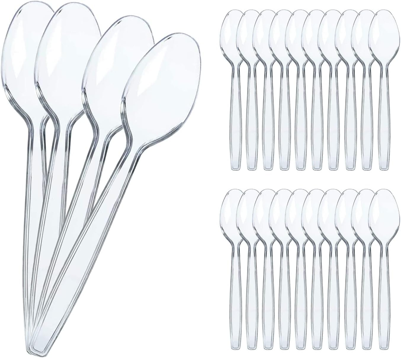 Pack of 100 Clear Colour Egg Spoons, Plastic, Reusable, Suitable for Dishwasher, Perfect for Parties and Camping image number 2