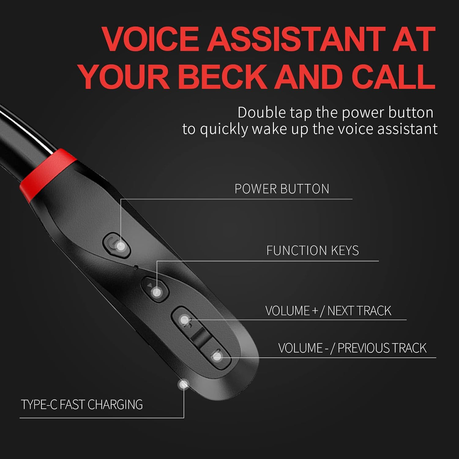 Bluetooth Headphones Neckband, Long Battery Life,100 Hours Playtime,Ipx5 Waterproof, Bluetooth Wireless Sport Headphones,Bluetooth Neckband Running Headset with Microphone image number 4