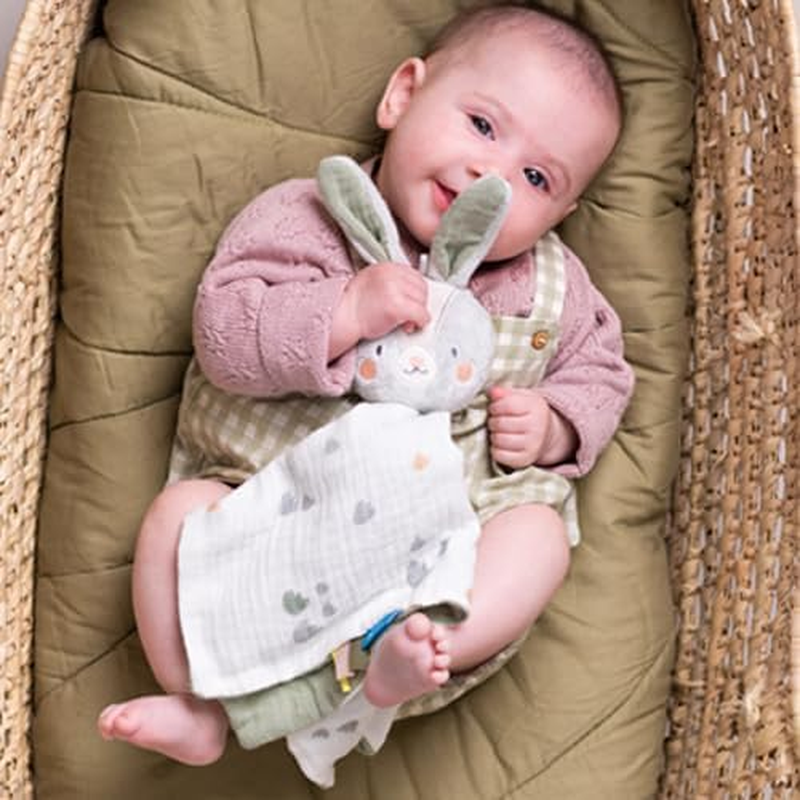 Taf Toys Rylee Bunny Blankie &ndash; 100% Soft Cotton Baby Comforter, Transitional Security Blanket for Newborns & Infants 0M+, Plush Bunny Lovey, Machine Washable, 36X20Cm