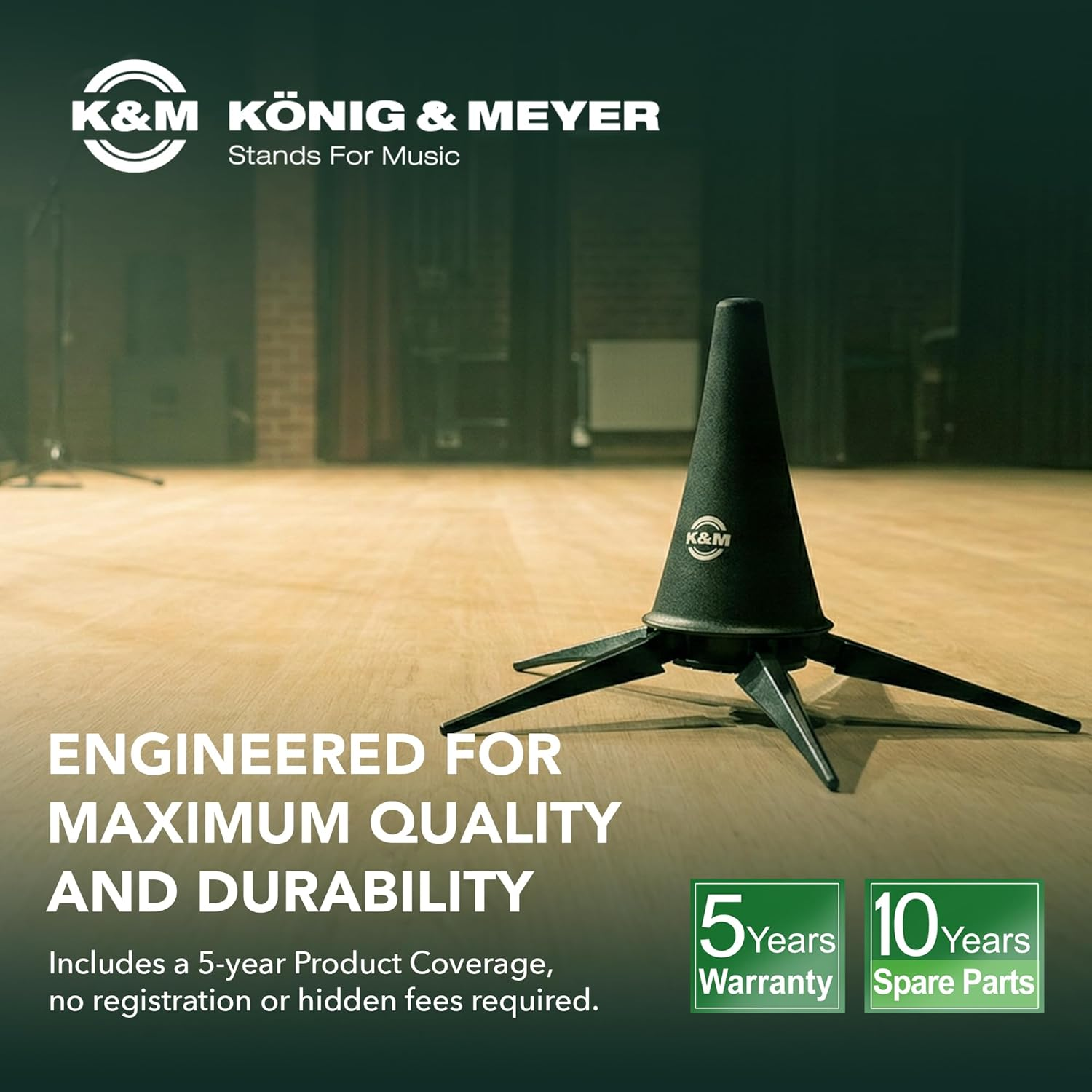 K&M - K&ouml;nig & Meyer 15228.000.55 Clarinet In-Bell Portable Stand - Lightweight with 5 Leg Folding Base - Fits a and B Clarinets - Stable Secure Base - Professional Grade - Made in Germany - Black