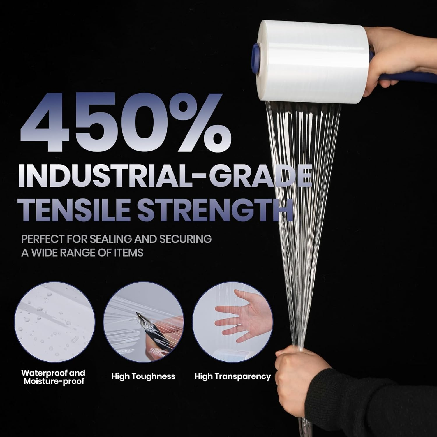 ADHES Mini Hand Stretch Wrap Film 5 Inch X 1000 Feet Industrial Strength 20Um Stretch Film 127Mm X 304M, Shrink Wrap Roll for Packing, Pallet, Furniture Wrapping Moving & Protection image number 2