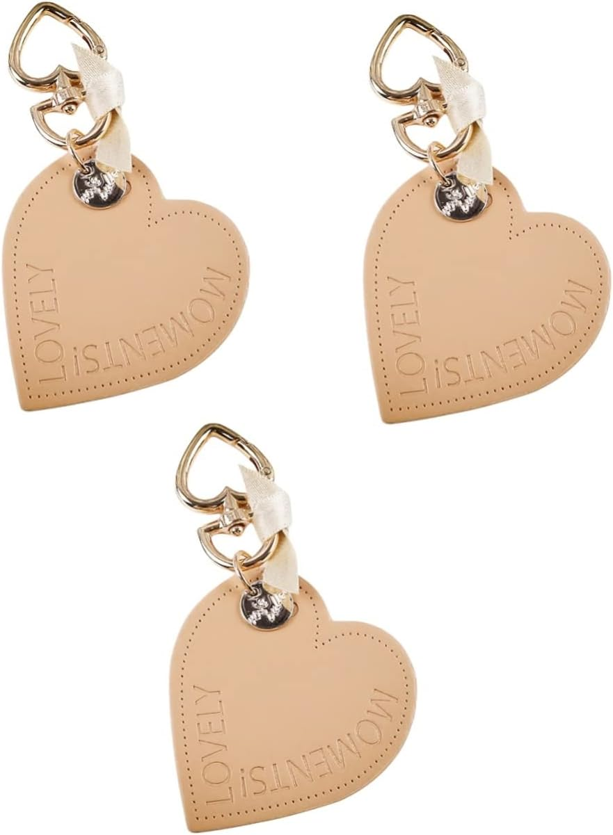 HAPINARY 3Pcs Heart Pendant Key Ring Decorative Heart Shape Backpack Pendant Leather Keychain for Car Key Ring Holder Bag Hanging Ornament image number 2