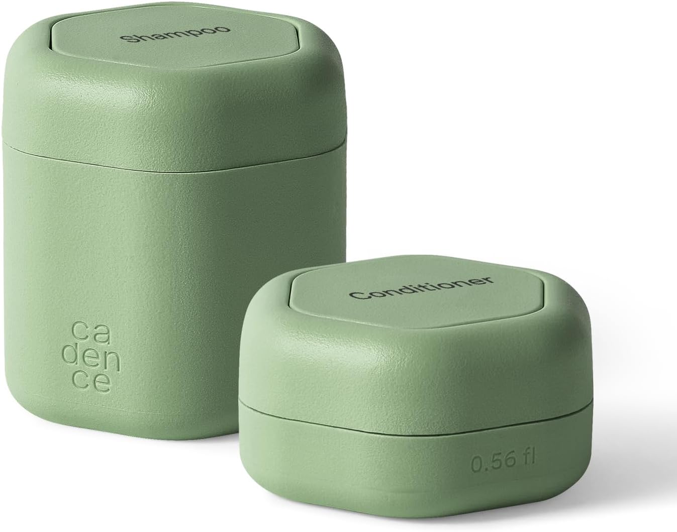 Cadence Travel Containers - 2 Piece Haircare Set - Magnetic Travel Capsules - for Shampoo, Conditioner, Hair Styling Product - 1 Small & 1 Medium Capsule - Shampoo & Conditioner Labels - Eucalyptus image number 6