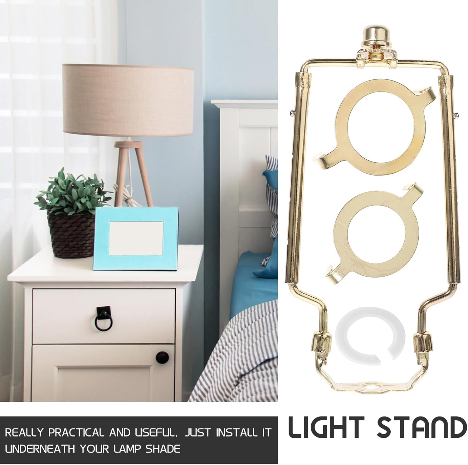 DOITOOL Adjustable Lamp Shade Harp Holder Nickel-Plated Metal Bracket Lighting for Table and Floor Lamps Fits 9-12 Inch Shades Suitable for Home Cafe Restaurant Use