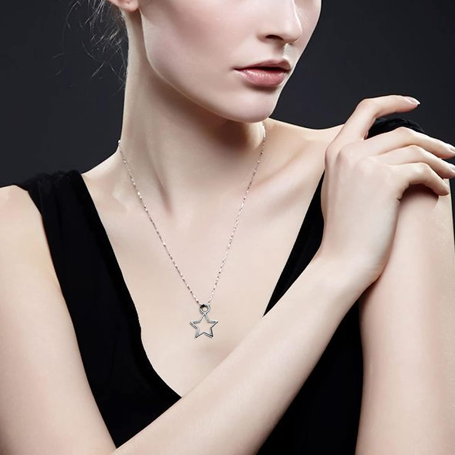 160Pcs Star Pentagram Hollow Frame Charms Open Bezel Frame Antique Silver Pendant DIY Crafts Bracelets Necklace Jewelry Making 14X11Mm Alloy