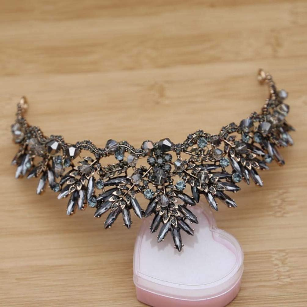 Angoily Queen Crown Crystal, Vintage Baroque Crown, Bridal Tiara Hairband, Wedding Headpiece Costume,Black Crystal Swan Headpiece for Women image number 4