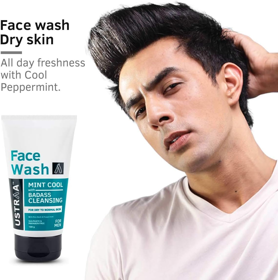 Ustraa Face Wash - Dry Skin (Mint Cool) - 100Gm image number 2