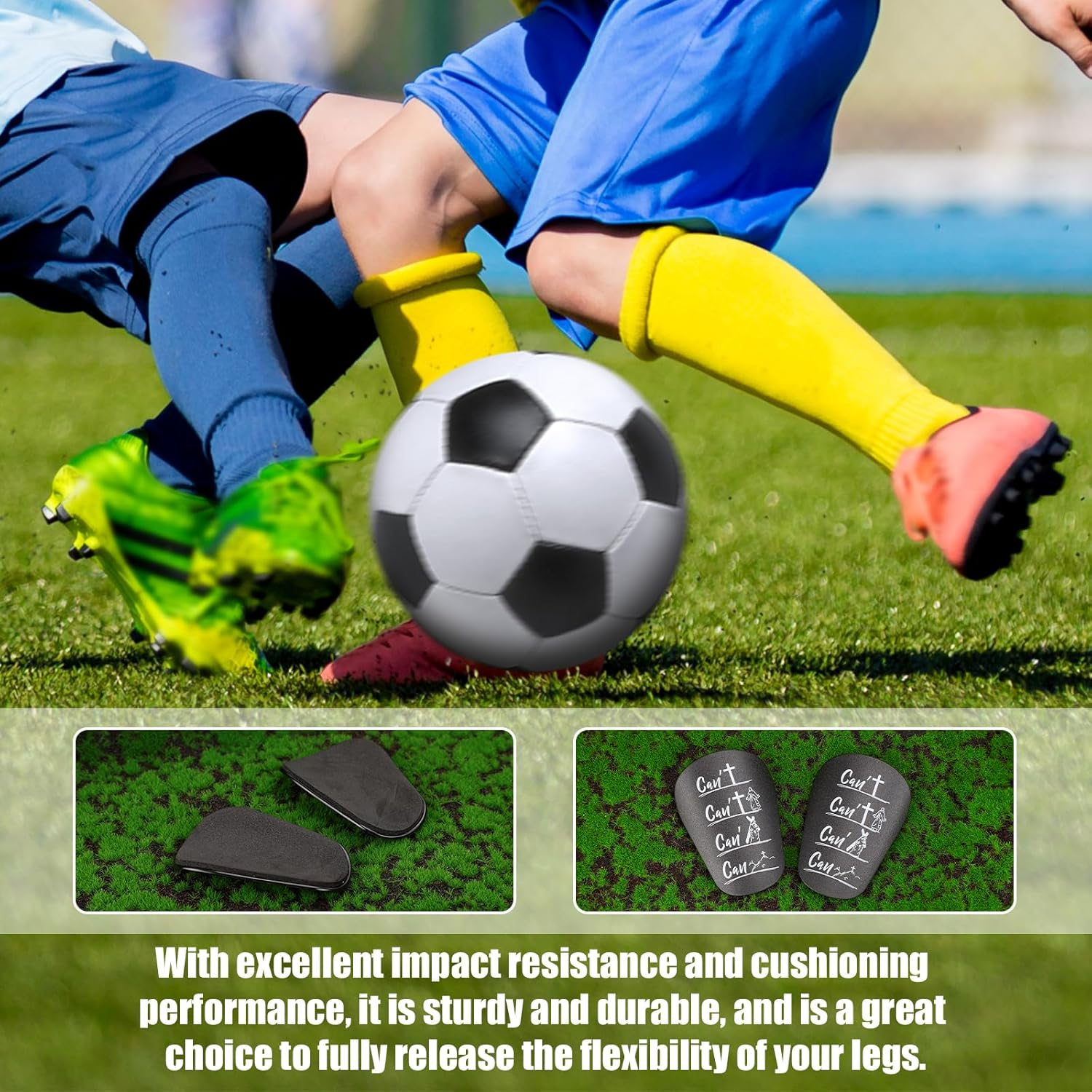 2Pcs Shin Guards, PBT and EVA Material Shin Guards Soccer 8X5Cm/3.15X1.97In Mini Shin Guards Soccer Protective Small Football Shin Guards for Teenagers Adults Sports image number 1