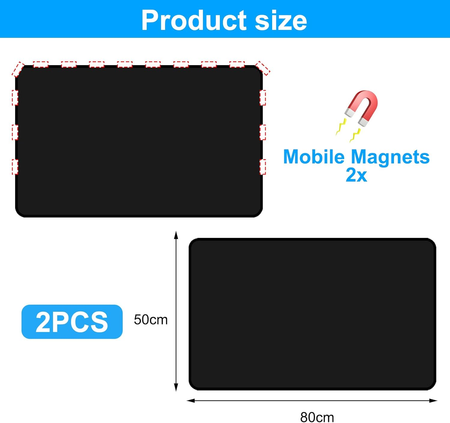 2 Pack Car Window Shades for Baby, Car Sun Shade Curtain Side Window Magnetic Car Curtains Double Layer Car Sun Shade Block UV Rays and Heat, Car Blinds All-Round Protection for Baby,Kids,Pets image number 3