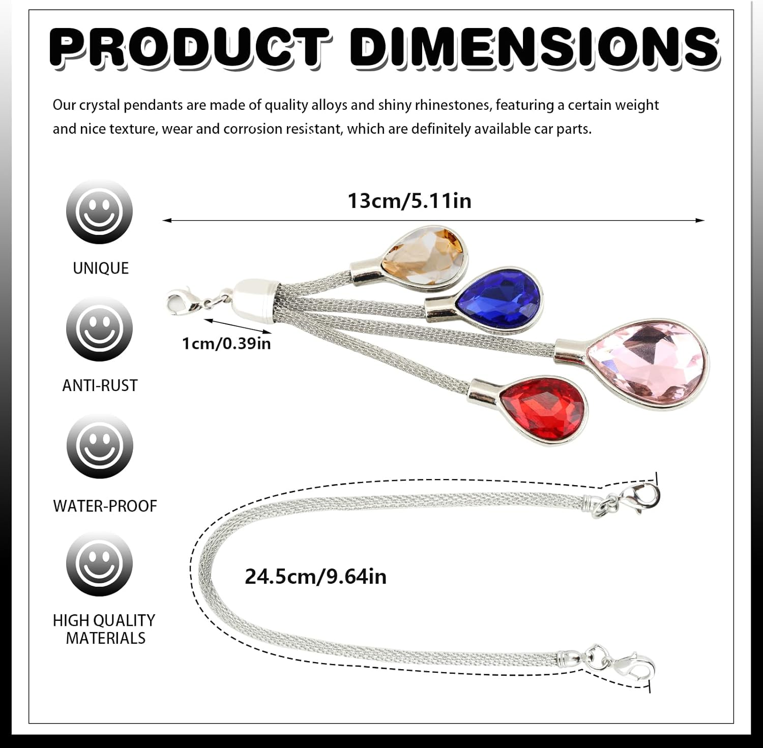 Crystal Car Hanging Accessories for Women, Car Mirror Decor Hanging, Car Decor Present for Birthdays, Thanksgiving, and Valentine'S Day (Colorful) image number 3