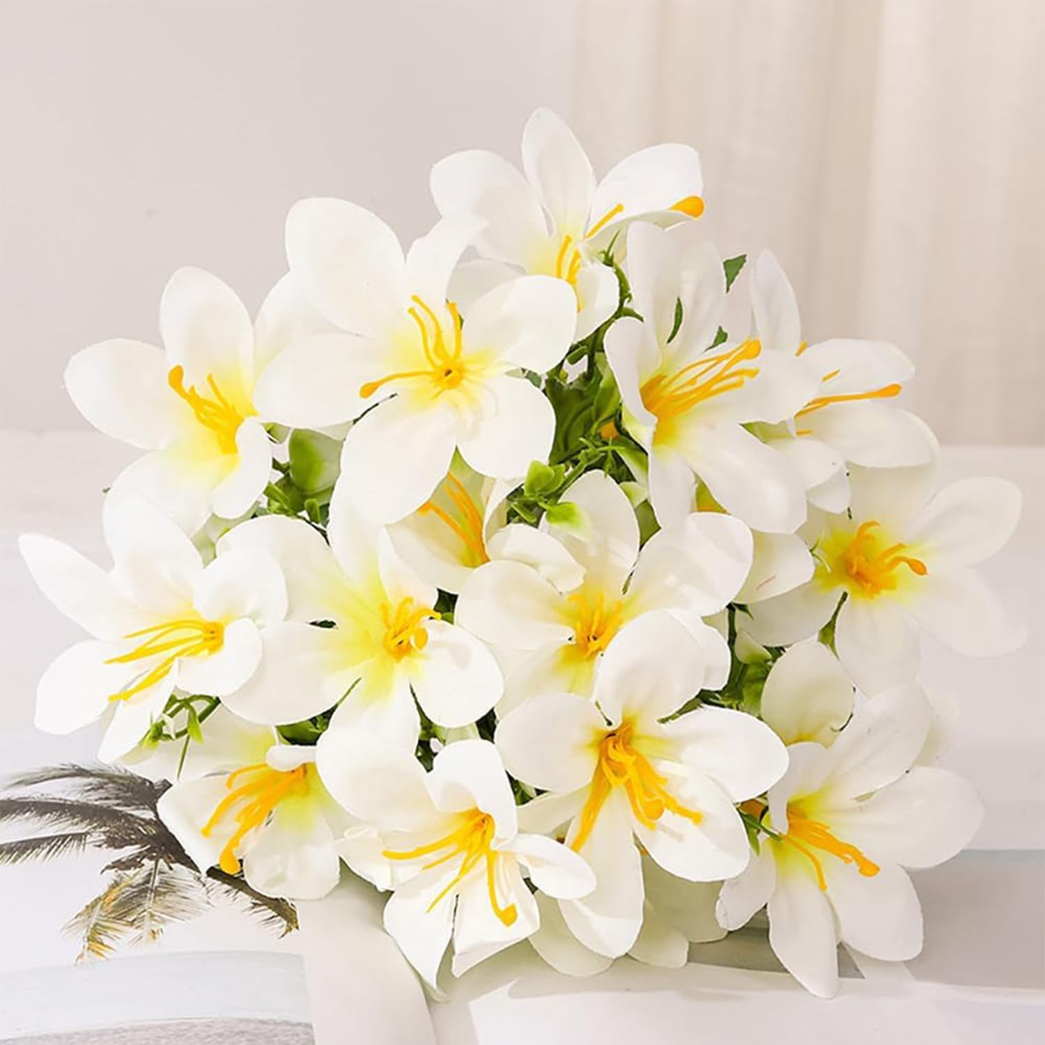 2Pcs Artificial Silk Lily Flowers, 2 Bunches Silk Sunflowers Fake Yellow Flowers for Home Decoration Wedding Decor image number 6