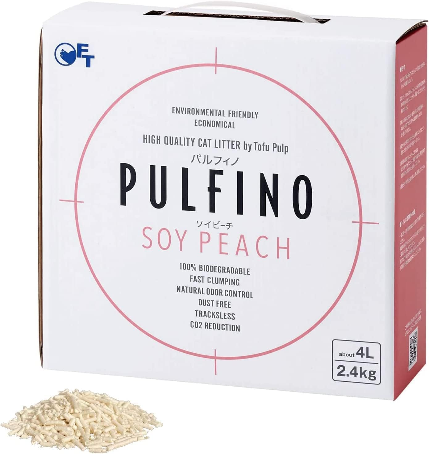 [OFT] PULFINO Soy Peach Okara Cat Sand, 5.3 Lbs (2.4 Kg) (4L) Single Item, Parfino, Cylindrical Type, Pellet Type, Vegetable Derived Grit Size (Approx.): 0.08 - 0.3 Inches (2 Mm), Length 0.2 - 0.3 image number 4