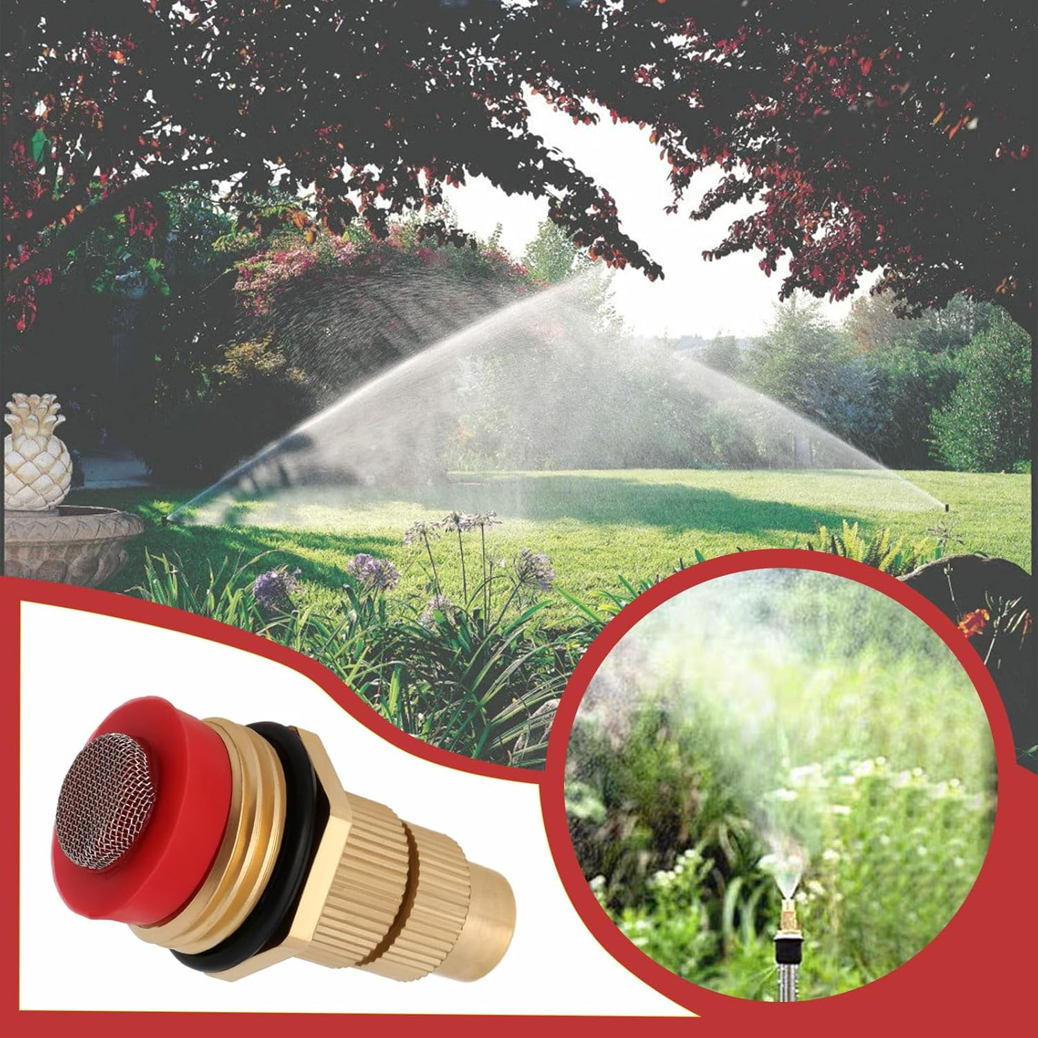 LT Easiyl 4Pcs Adjustable Brass Misting Nozzles G1/2 Inch (DN15) Mist Water Spray Sprinkler Suitable for Small Area Agriculture Lawn Fountain Misting Cooling Irrigation image number 2