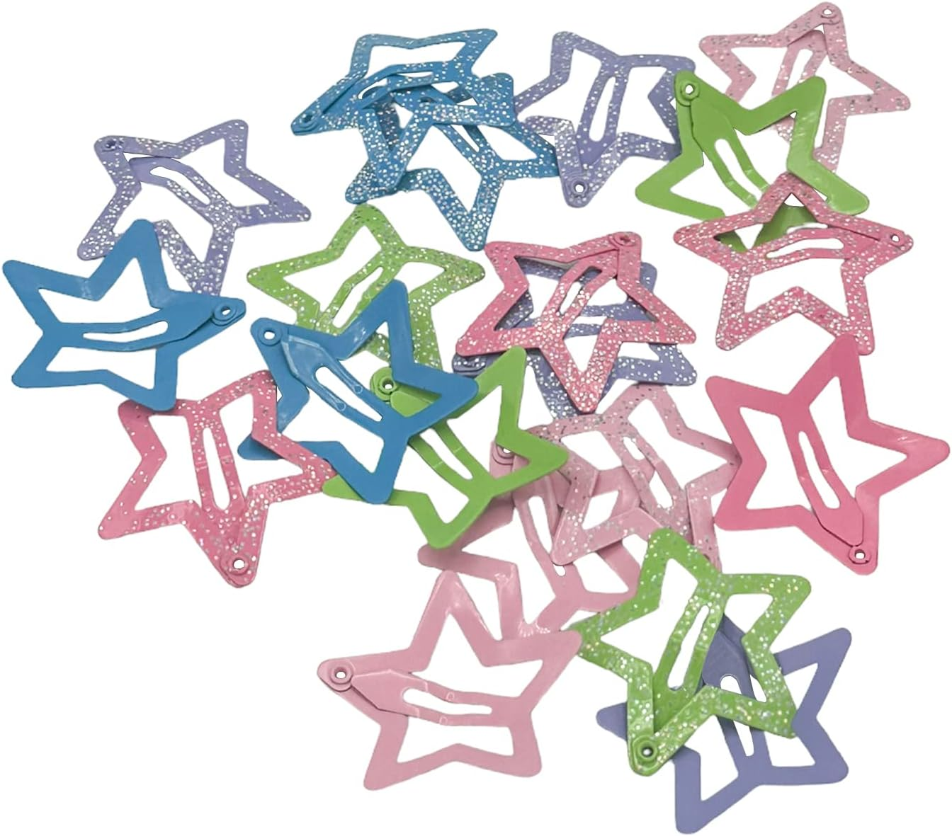 Haarallerliebst Hair Clips Stars Small (Pack of 20 | Colourful Glitter | 3 Cm) for Girls with Storage Box image number 4