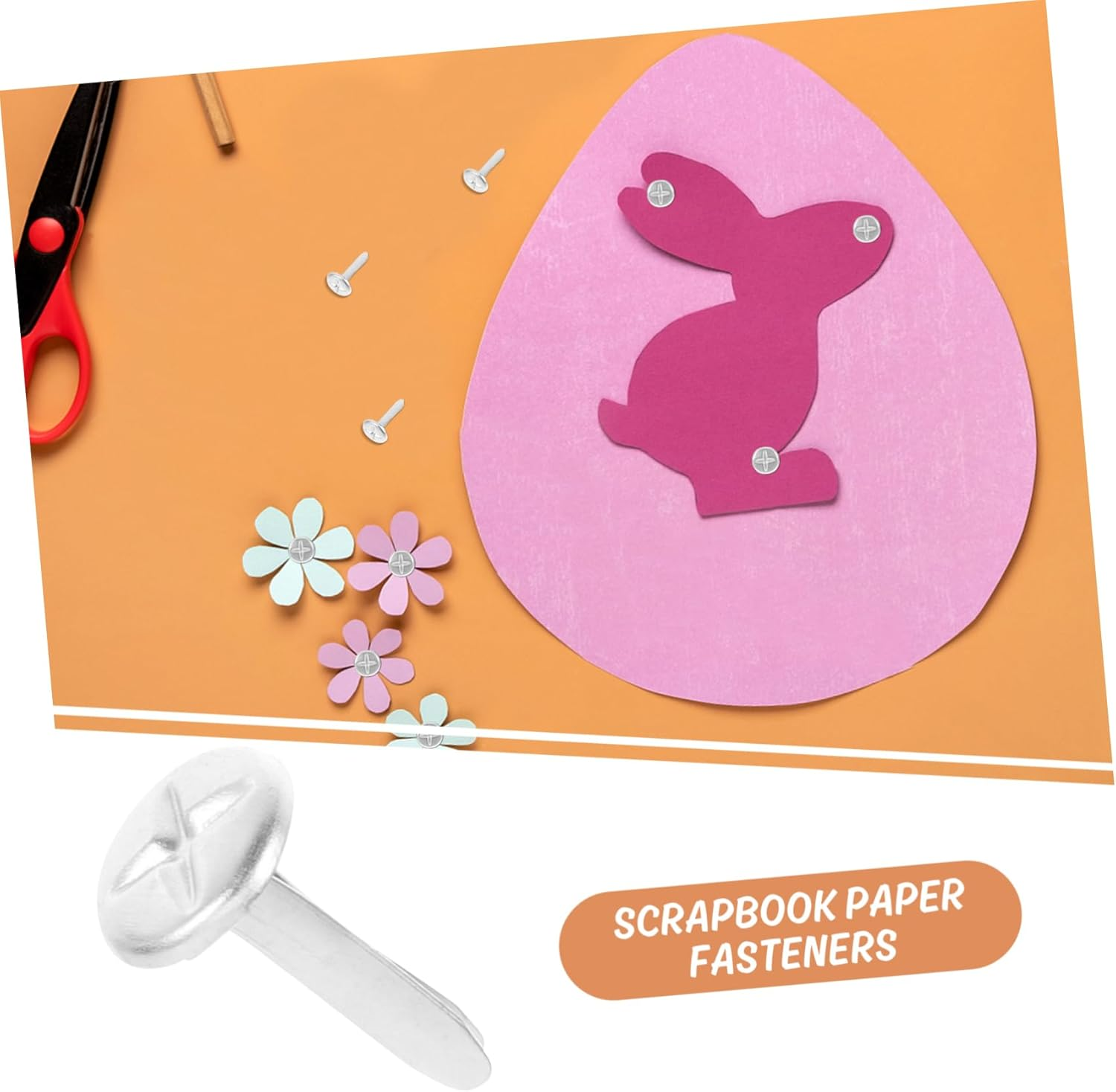 Yardenfun 100Pcs Decorative Paper Fasteners Flat Angle Nails for Boys and Girls Crafts Two-Legged Fasteners for Scrapbooking and Creative Projects image number 3