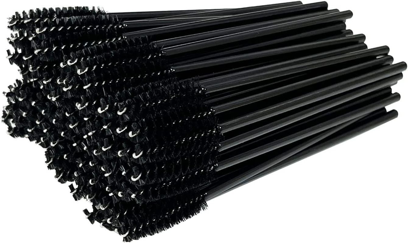 100Pcs Disposable Eyelash Brushes Mascara Wands Eyebrow Brush Makeup Brush Tool (Black)