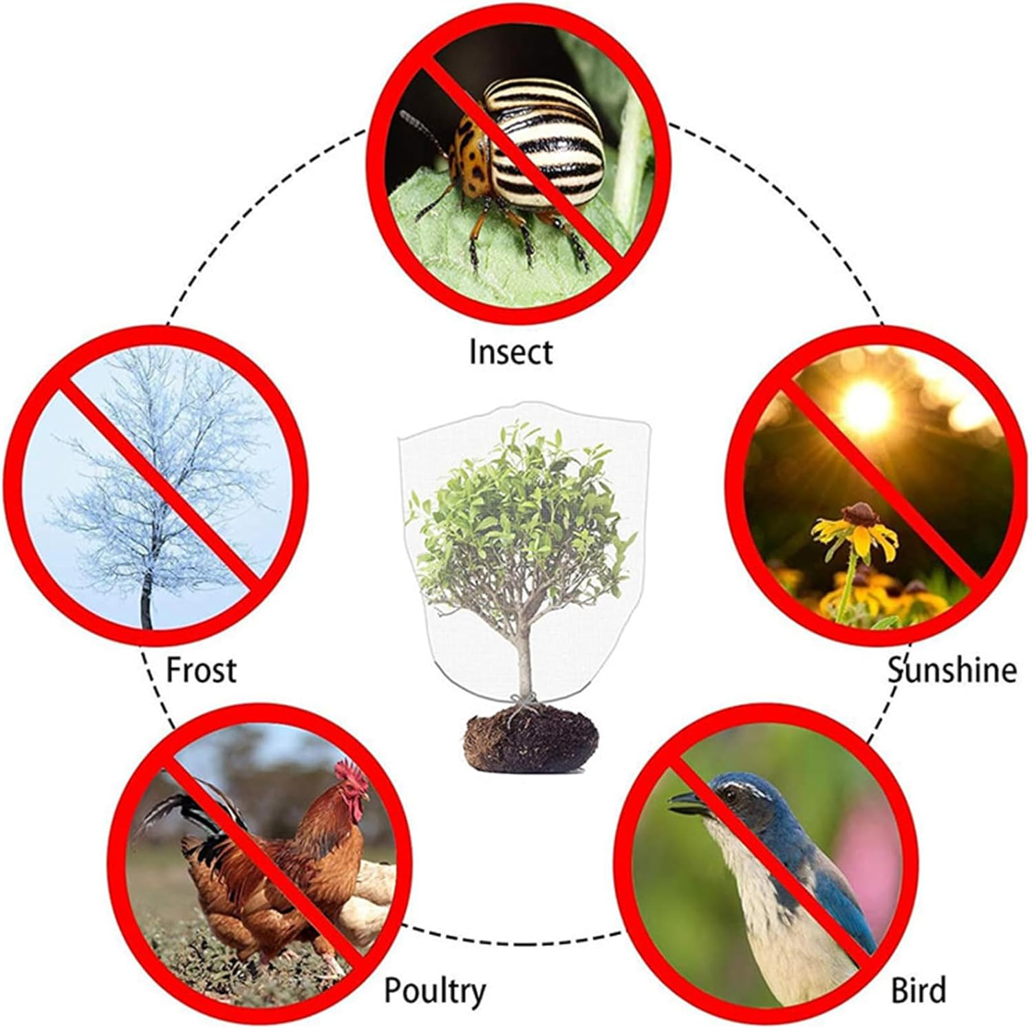 Garden Plant Netting Barrier Bags with Drawstring, 2Pcs Garden Netting Insect Bug Mesh Bags,Insect Bird Barrier Netting Mesh,Garden Netting Garden Plant Fruits Protection Netting Covers Bags1.5X1M