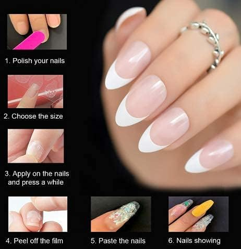 Imabc Silver Punk Metallic Press on False Nails Long Coffin Ballerina Chrome Mirror Fake Nails Full Cover Acrylic Nail Tips with Glue Tape for Women and Girls image number 4
