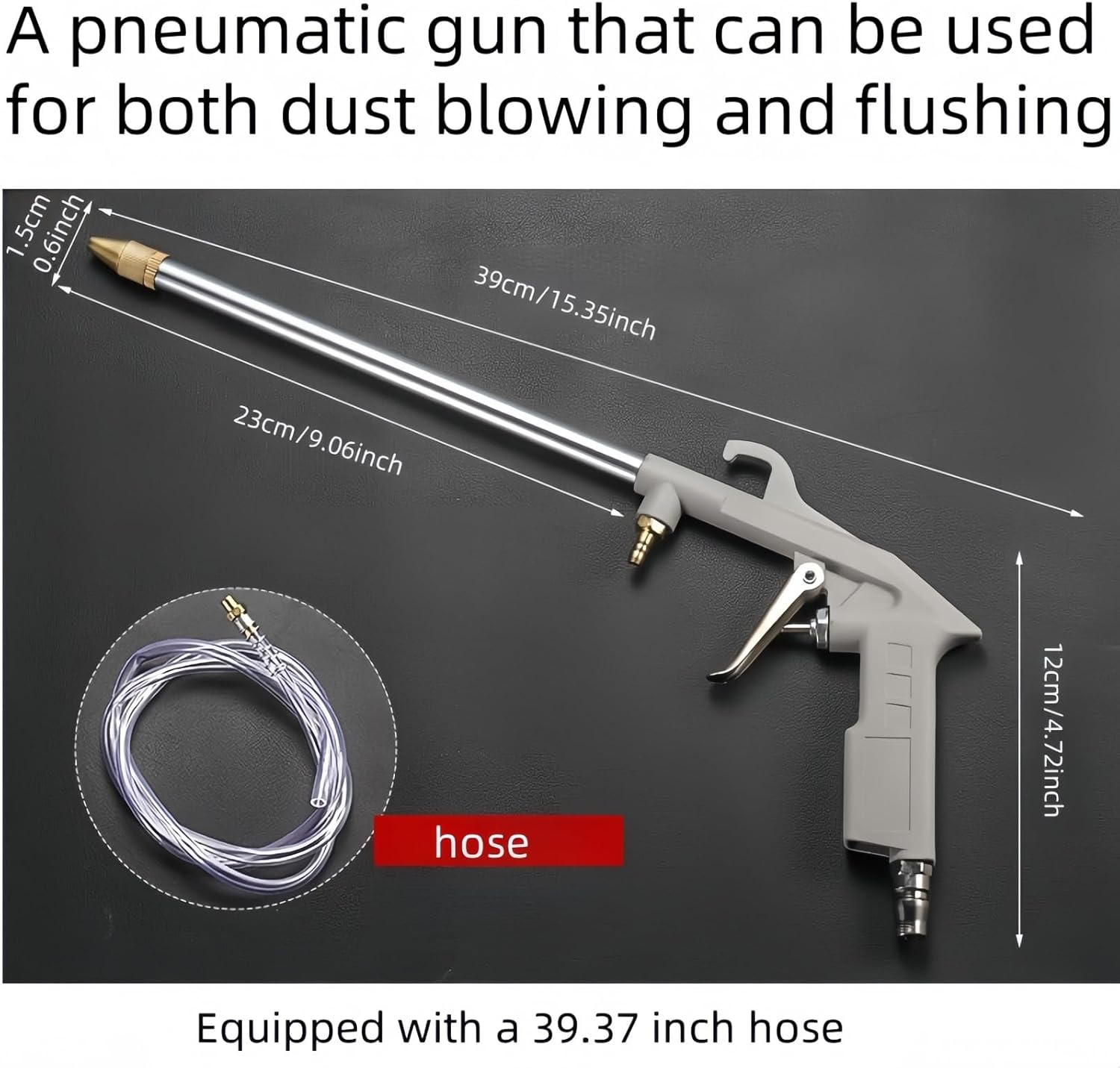 Grey High-Pressure Air Power Engine Cleaner Gun Wash Sprayer Tool with Hose image number 4