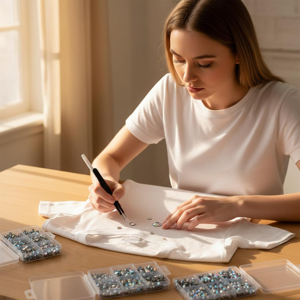 Crystal Ab Rhinestones Flat Back Rhinestone Kit for Bedazzling, 6796PCS Hotfix Crystal Stones Glass round Set with Tweezers & Picking Pen for Clothes, Crafts, DIY &ndash; Haheihei image number 2