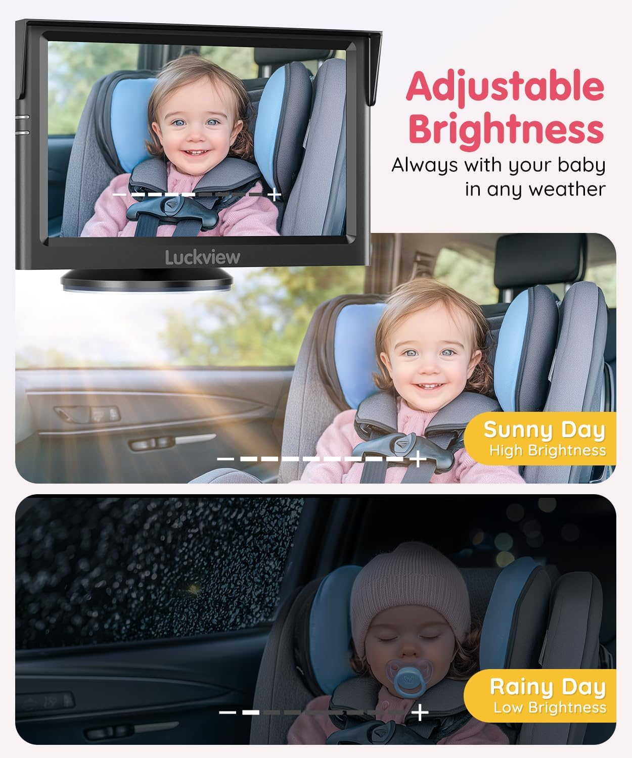 5'' 1080P Baby Car Mirror, Baby Car Camera IR Night Vision, 3X Zoom in Closer, Colors Accuracy & Full Viewing Angles, Driving Safety Baby Car Monitor for Back Seat Rear Facing BM1 BM1-US