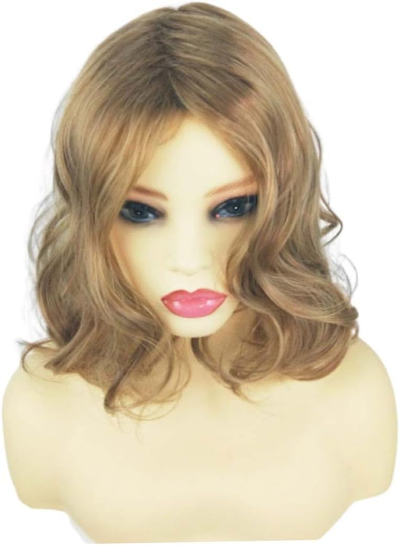 Blonde Wigs, Short Bob Curly Wigs, Synthetic Gold Anti-Warping Hair Wig, Water Wave Hair Wigs for Girls Women Cosplay image number 4