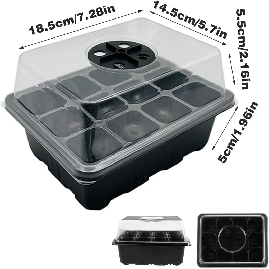 AIMALL Plastic Seedling Tray with Transparent Lid, 9 Cells, Seedling Pot Set for Gardening, Thermal Insulation and Moisturizing, 7.28-Inch X 5.7-Inch for Planting and Growing image number 4