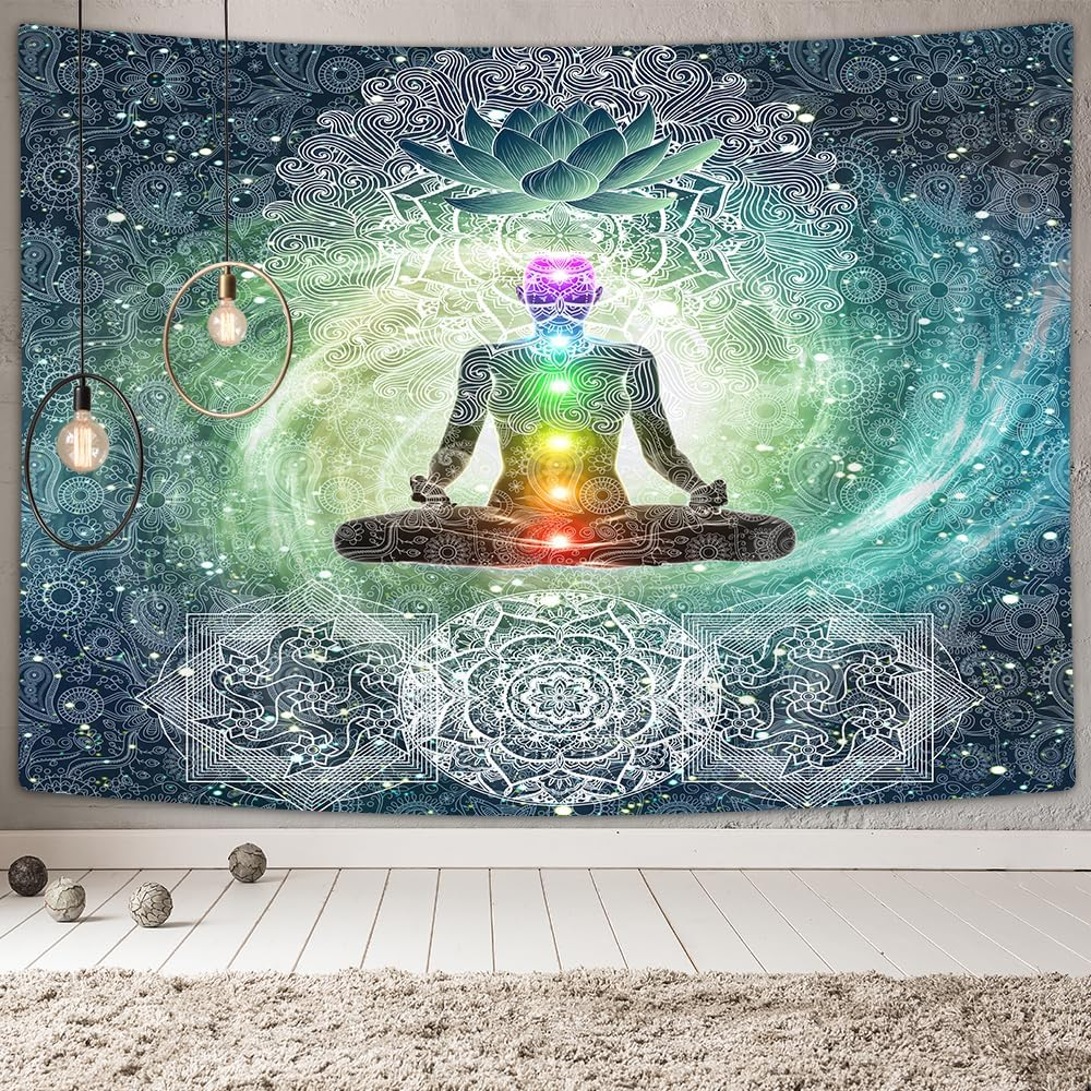 Meditation Tapestry, Yoga Decor Small Tapestry Wall Hanging for Bedroom, Lotus Tapestries Poster Beach Blanket College Dorm Home (60W X 40H) image number 5