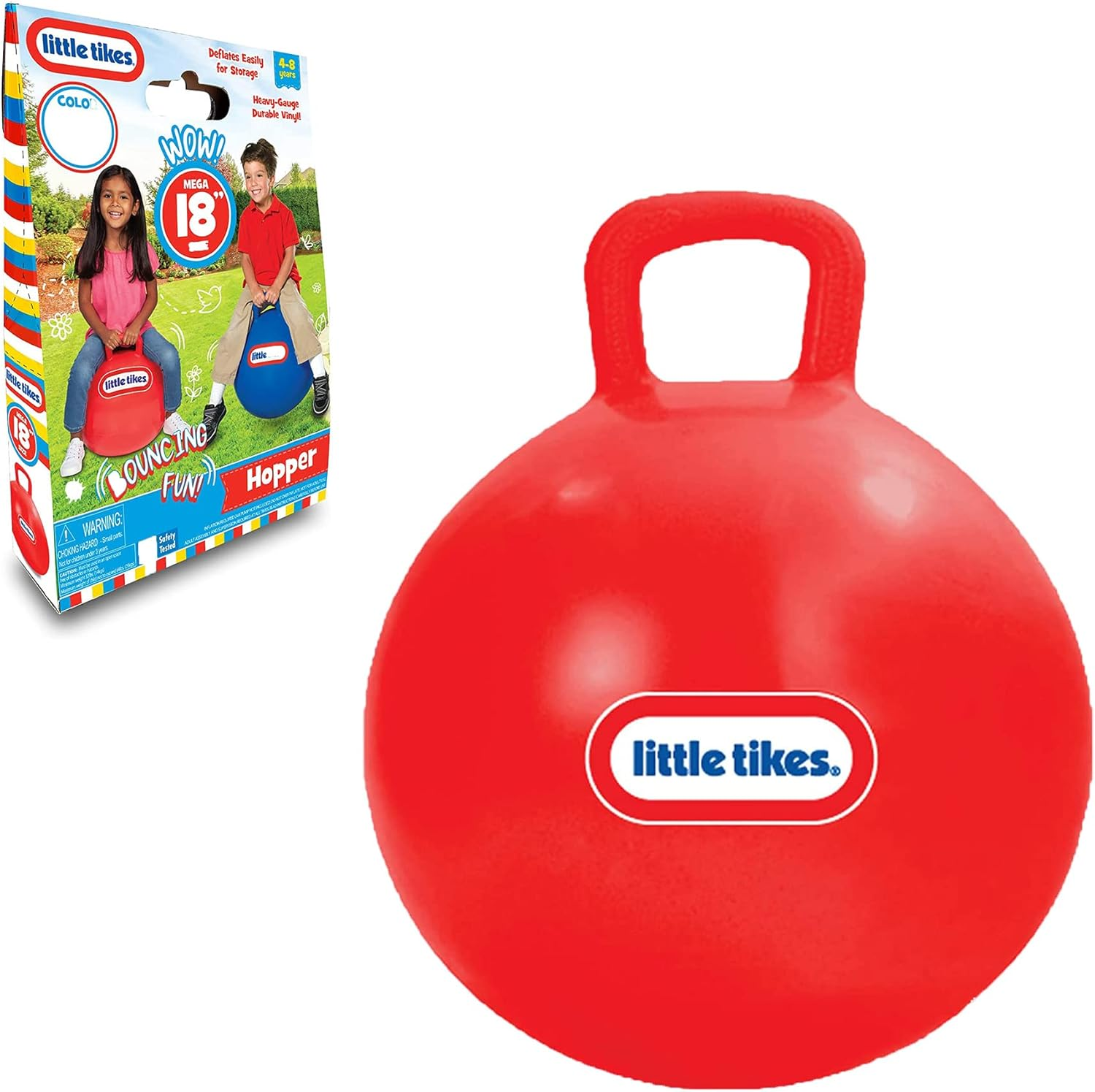Little Tikes Bouncing Fun! Red Hopper 9301A - Mega 18" Inflatable Heavy Gauge Durable Vinyl Ball - Deflates Easily for Storage - Exercise Learning Fun? YES - Use That Energy! for Kids Ages 4-8