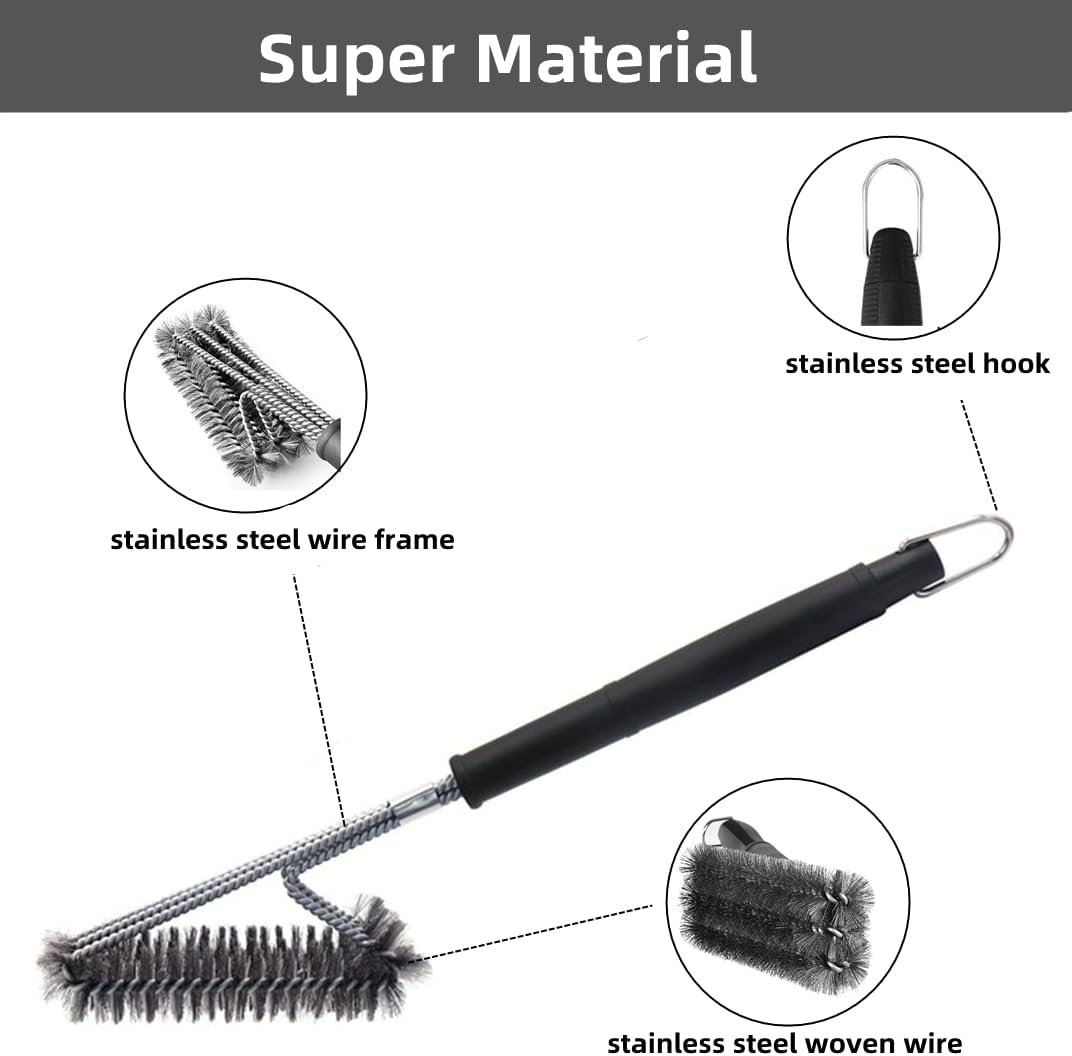 Grill Brush and Scraper - 2PCS Grill Cleaner Brush Grill Accessories for Outdoor Grill - Safe BBQ Brush for Grill Cleaning - Gifts for Men Dad Boyfriend image number 4