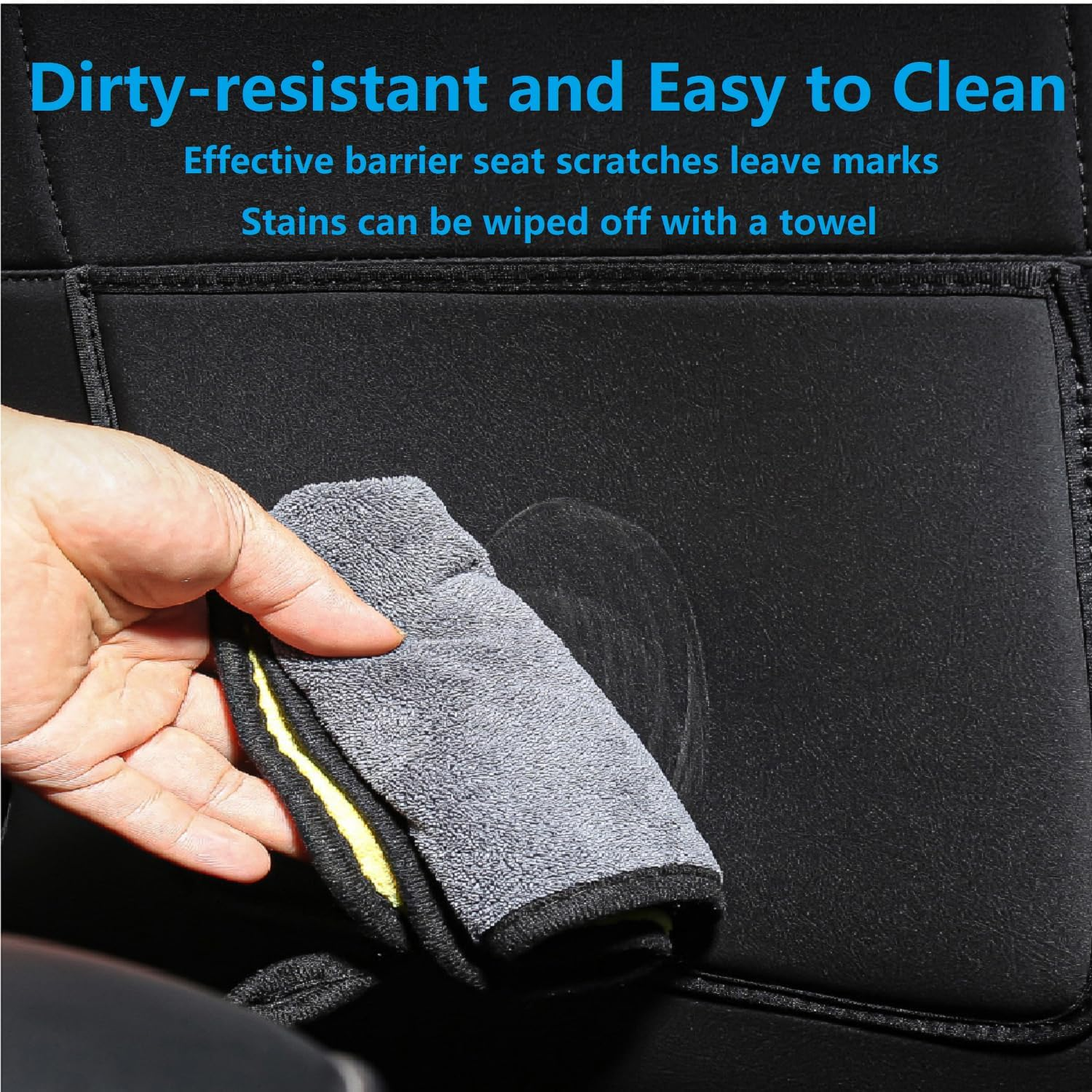 ANTETOKO Tesla Model 3/Y/S/X Leather Seat Back Protector,Wear-Resistant Backseat Kick Mats with Organizer Pocket,Waterproof Scratchproof Dirt-Resistant Protection - 2 PCS (Black) image number 3