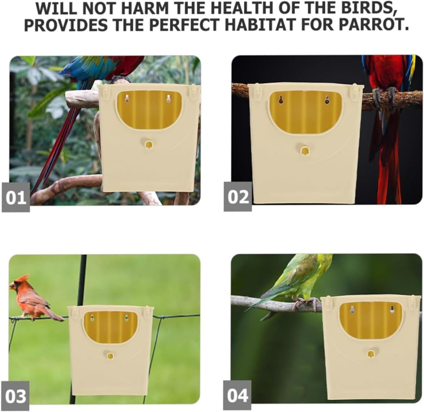 Plastic Birdhouse 4Pcs Bird Nesting House Plastic Breeding Box for Parakeets Love Birds Parrots Easy to Clean for Home Garden Porch Use image number 2