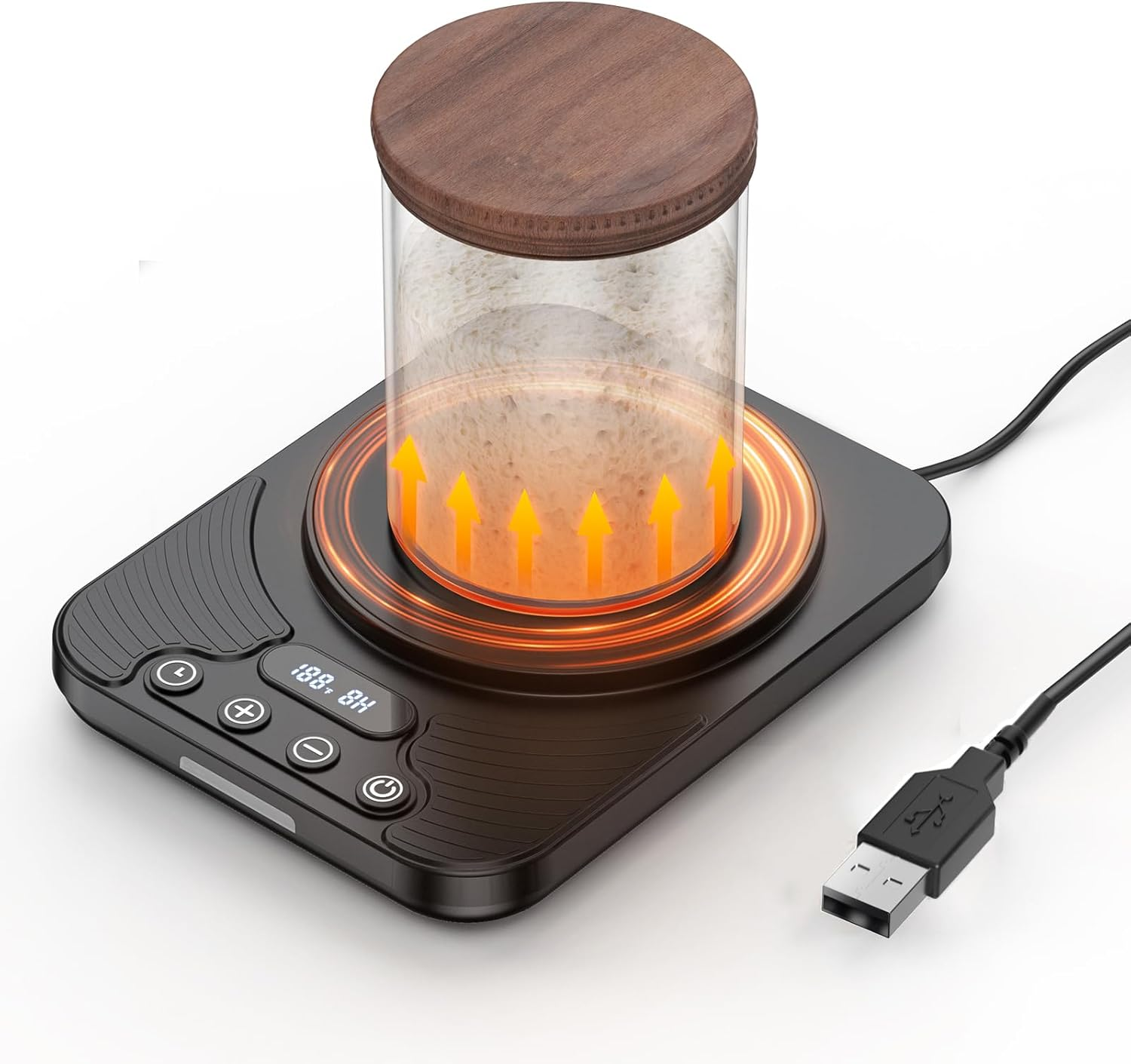 70-110&deg;F Sourdough Starter Warmer with Precision Temperature Control USB Powered | &plusmn;1&deg;F Accurate Adjustment | 24-Hour Timer | Suitable for Sourdough, Pizza Dough, and Yogurt Fermentation (Black) image number 6